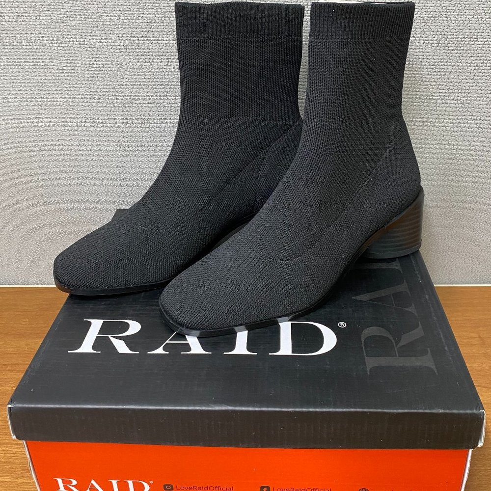 ASOS DESIGN RADLEY KNIT HEELED SOCK BOOTS SZ 6 BLK